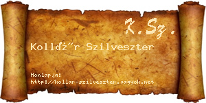 Kollár Szilveszter névjegykártya